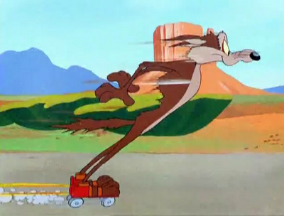 Wile E. Coyote on rocket skates